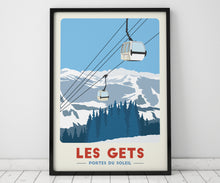 Load image into Gallery viewer, Les Gets Gondola print, Morzine Art, Portes Du Soleil, Ski Resort Poster - Trail Bound Prints
