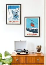 Load image into Gallery viewer, Kitzbuhel Gondola print, Vintage Travel Poster, Austria Ski Art - Trail Bound Prints