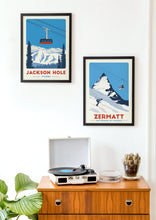 Load image into Gallery viewer, Jackson Hole Gondola print, Vintage Travel Poster, Skiing Art - Trail Bound Prints