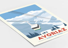 Load image into Gallery viewer, Ski Travel Posters, Set of 3, Ski Gondolas, Ski lifts, Portes Du Soleil, Morzine, Les Gets, Avoriaz - Trail Bound Prints