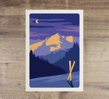 Load image into Gallery viewer, Ski Resort Posters, Set of 3, Sunset Mountain travel prints - Trail Bound Prints