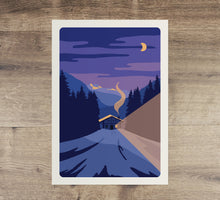 Load image into Gallery viewer, Ski Resort Posters, Set of 3, Sunset Mountain travel prints - Trail Bound Prints
