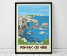 Load image into Gallery viewer, Pembrokeshire Coast National Park print, Wales, Green Bridge of Wales - Trail Bound Prints