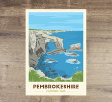 Load image into Gallery viewer, Pembrokeshire Coast National Park print, Wales, Green Bridge of Wales - Trail Bound Prints