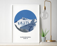 Load image into Gallery viewer, Kangchenjunga Mountain print, Himalayas, Mountain Art, Mountain Print, Unique Gift - Trail Bound Prints