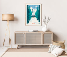 Load image into Gallery viewer, Custom Family ski print, Custom Couple Ski poster, Personalised Family Ski poster, Ski print, Engagement Gift, Ski Gift