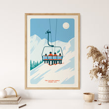 Load image into Gallery viewer, Personalised Family ski print, Custom Couple Ski poster, Custom Family Ski poster, Ski print, Engagement Gift, Ski Gif