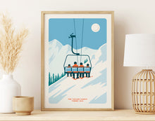 Load image into Gallery viewer, Personalised Family ski print, Custom Couple Ski poster, Custom Family Ski poster, Ski print, Engagement Gift, Ski Gif