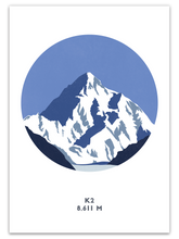 Load image into Gallery viewer, Set of 3 Asian Mountain Prints - Everest, Fuji & K2 - Trail Bound Prints