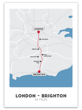 Load image into Gallery viewer, London to Brighton Cycle Route Print - UK - Trail Bound Prints