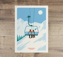 Load image into Gallery viewer, Personalised Family ski print, Custom Couple Ski poster, Custom Family Ski poster, Ski print, Engagement Gift, Ski Gif