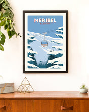 Load image into Gallery viewer, Ski Travel Posters, Set of 3, Alps Ski Posters, Ski Gondolas, Ski lifts, Cable Cars, Chamonix, Zermatt, Meribel, Ski Gifts

