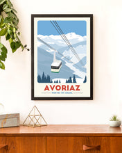 Load image into Gallery viewer, Avoriaz Gondola print, Morzine artwork, Portes Du Soleil, Ski Resort Poster
