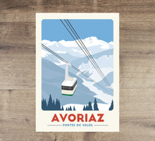 Load image into Gallery viewer, Avoriaz Gondola print, Morzine artwork, Portes Du Soleil, Ski Resort Poster
