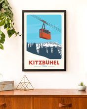 Load image into Gallery viewer, Kitzbuhel Gondola print, Vintage Travel Poster, Austria Ski Art
