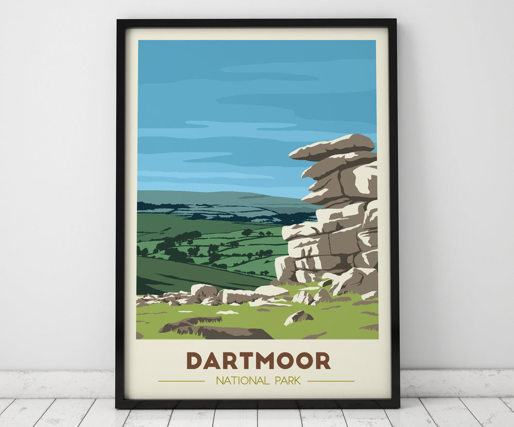 Dartmoor National Park print, Devon, Great Staple Tor