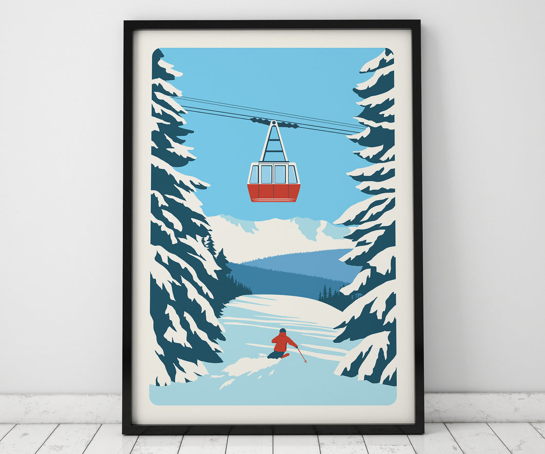 Ski Resort poster, Ski print, Customisable print