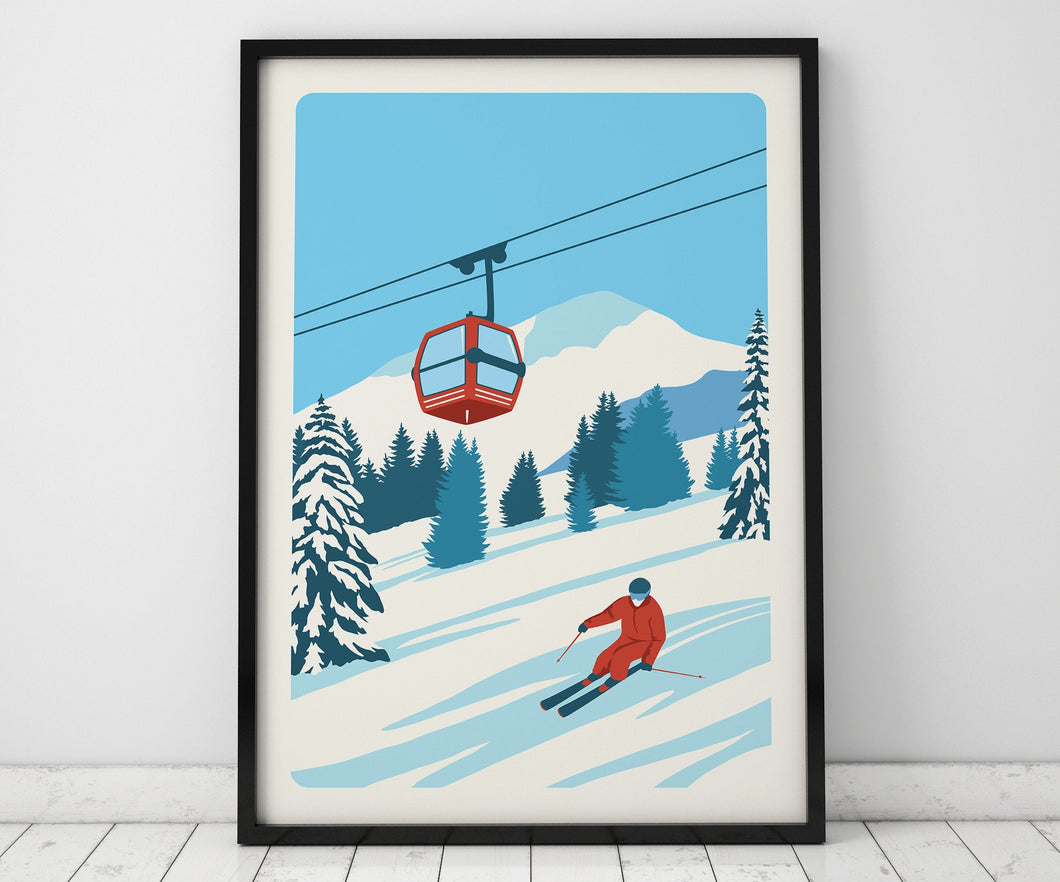 Ski Resort print, Ski poster, Customisable print