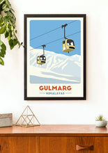 Load image into Gallery viewer, Gulmarg Gondola print, Himalayas, Vintage Travel Poster, Skiing Art

