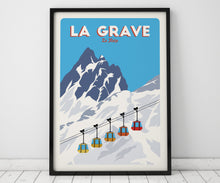 Load image into Gallery viewer, La Grave Ski lift, Gondola print, La Meije, Vintage Travel Poster, Skiing Art
