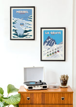 Load image into Gallery viewer, La Grave Ski lift, Gondola print, La Meije, Vintage Travel Poster, Skiing Art
