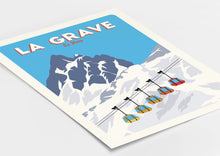 Load image into Gallery viewer, La Grave Ski lift, Gondola print, La Meije, Vintage Travel Poster, Skiing Art
