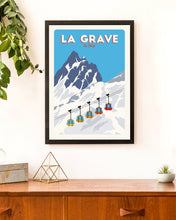 Load image into Gallery viewer, La Grave Ski lift, Gondola print, La Meije, Vintage Travel Poster, Skiing Art
