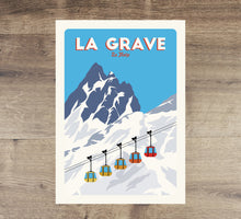 Load image into Gallery viewer, La Grave Ski lift, Gondola print, La Meije, Vintage Travel Poster, Skiing Art

