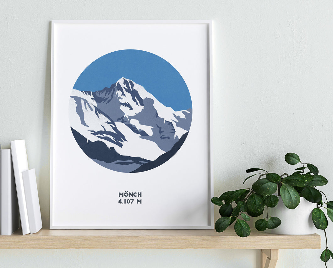 Monch Mountain print, Switzerland