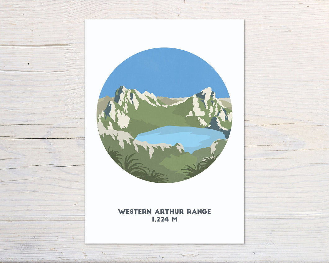 Western Arthur Range print, Tasmania, Mountain Art