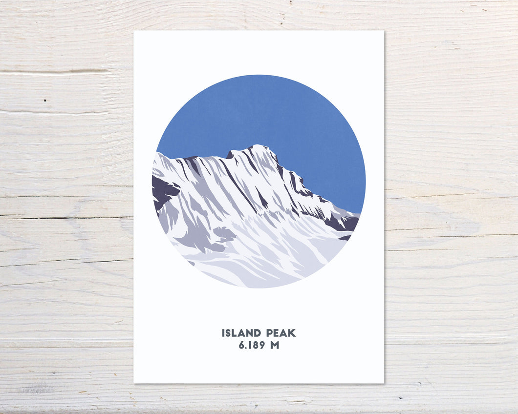 Island Peak Mountain print, Imja Tse, Himalayas, Nepal, Mountain Art