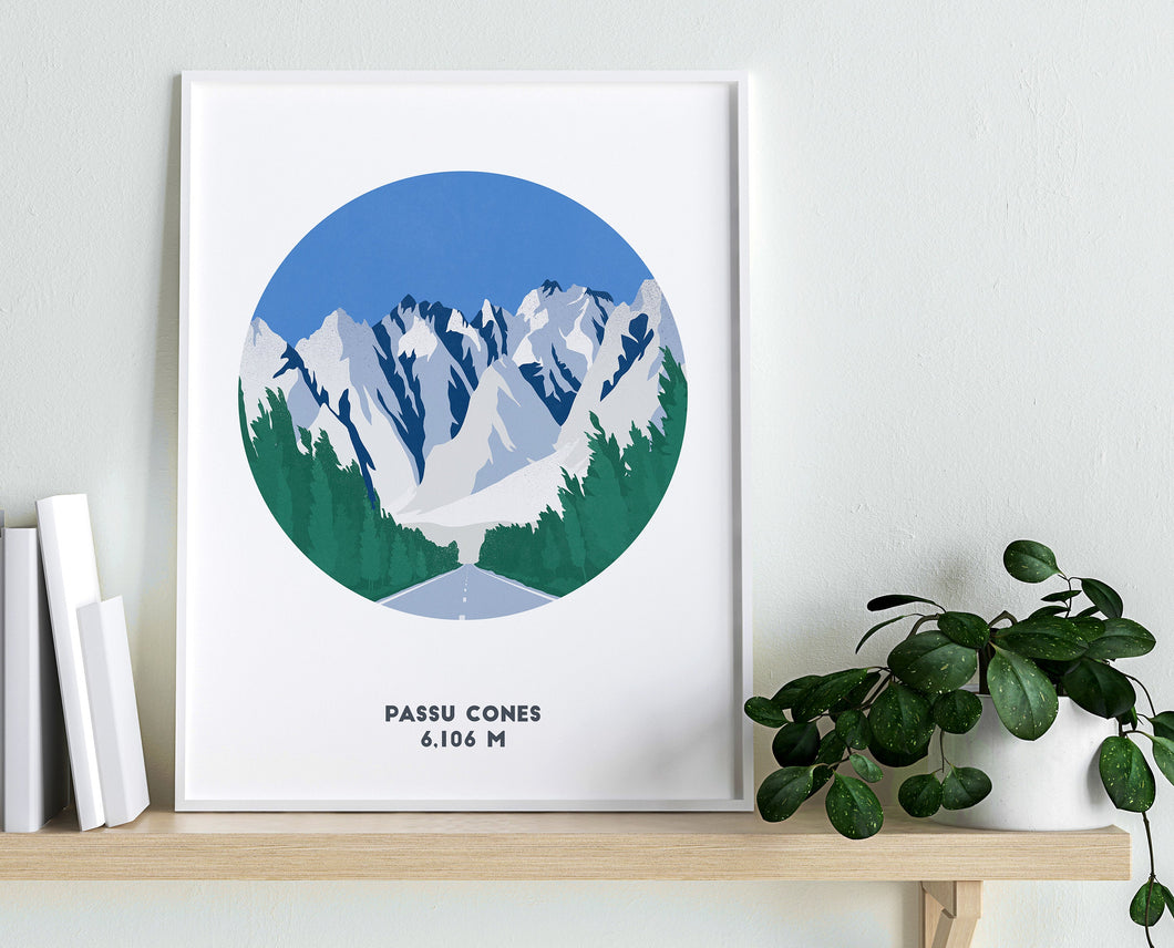 Passu Cones print, Pakistan, Karakoram Highway, Mountain Art