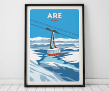 Load image into Gallery viewer, Åre Sweden Gondola print, Vintage Travel Poster, Skiing Art
