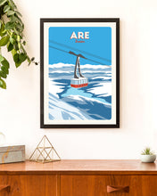 Load image into Gallery viewer, Åre Sweden Gondola print, Vintage Travel Poster, Skiing Art
