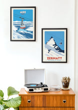 Load image into Gallery viewer, Åre Sweden Gondola print, Vintage Travel Poster, Skiing Art
