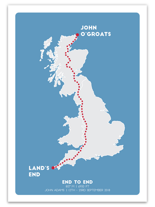 Lands End to John O'Groats Print - UK - Trail Bound Prints