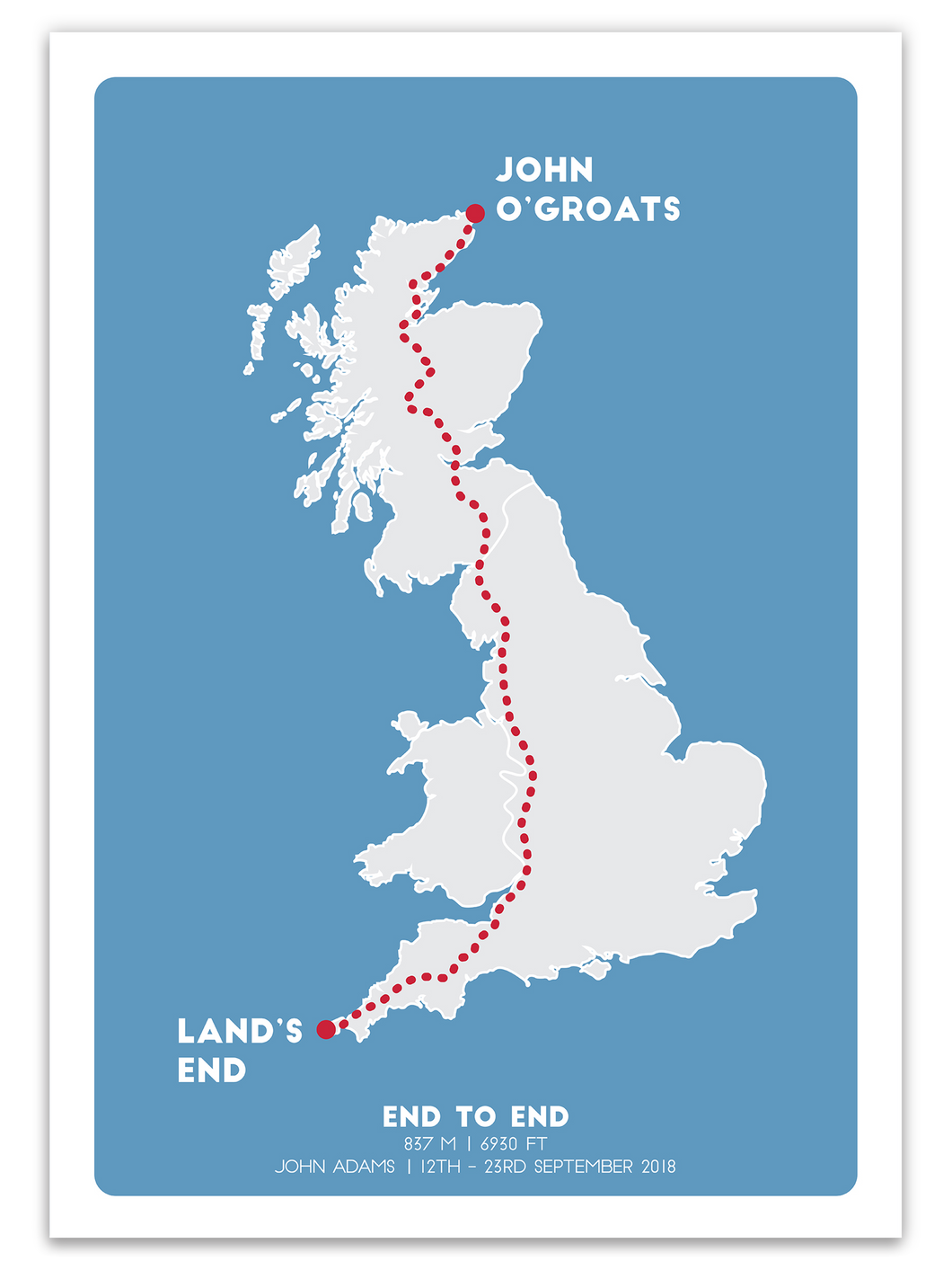 Lands End to John O'Groats Print - UK - Trail Bound Prints