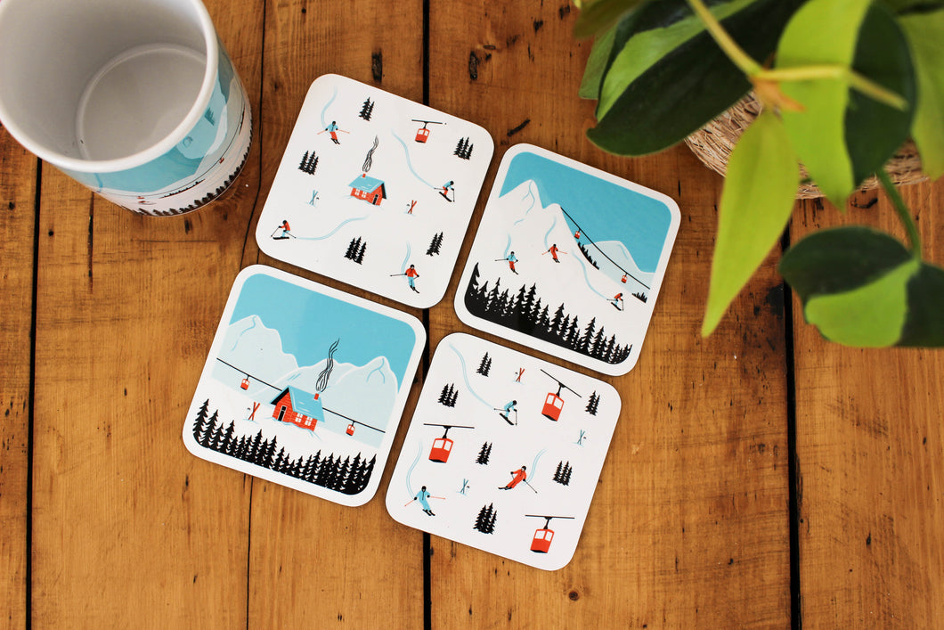 Ski Scene Coasters - 1 individual coaster or a set of 4