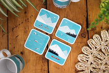 Load image into Gallery viewer, Set of 4 Water Sport Coasters, Canoeing, Paddle Boarding, Swimming

