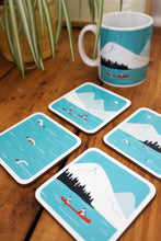 Load image into Gallery viewer, Set of 4 Water Sport Coasters, Canoeing, Paddle Boarding, Swimming
