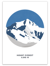 Load image into Gallery viewer, Set of 3 Asian Mountain Prints - Everest, Fuji &amp; K2 - Trail Bound Prints
