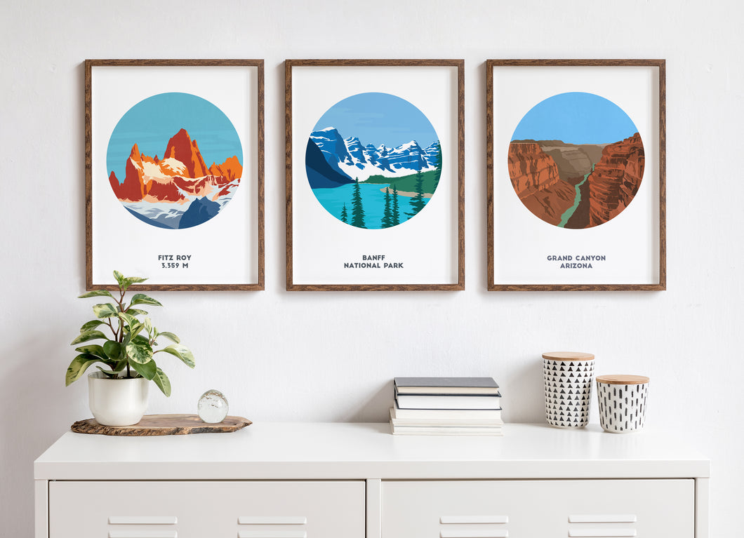 Choose your own set of 3 Mountain Prints - Trail Bound Prints