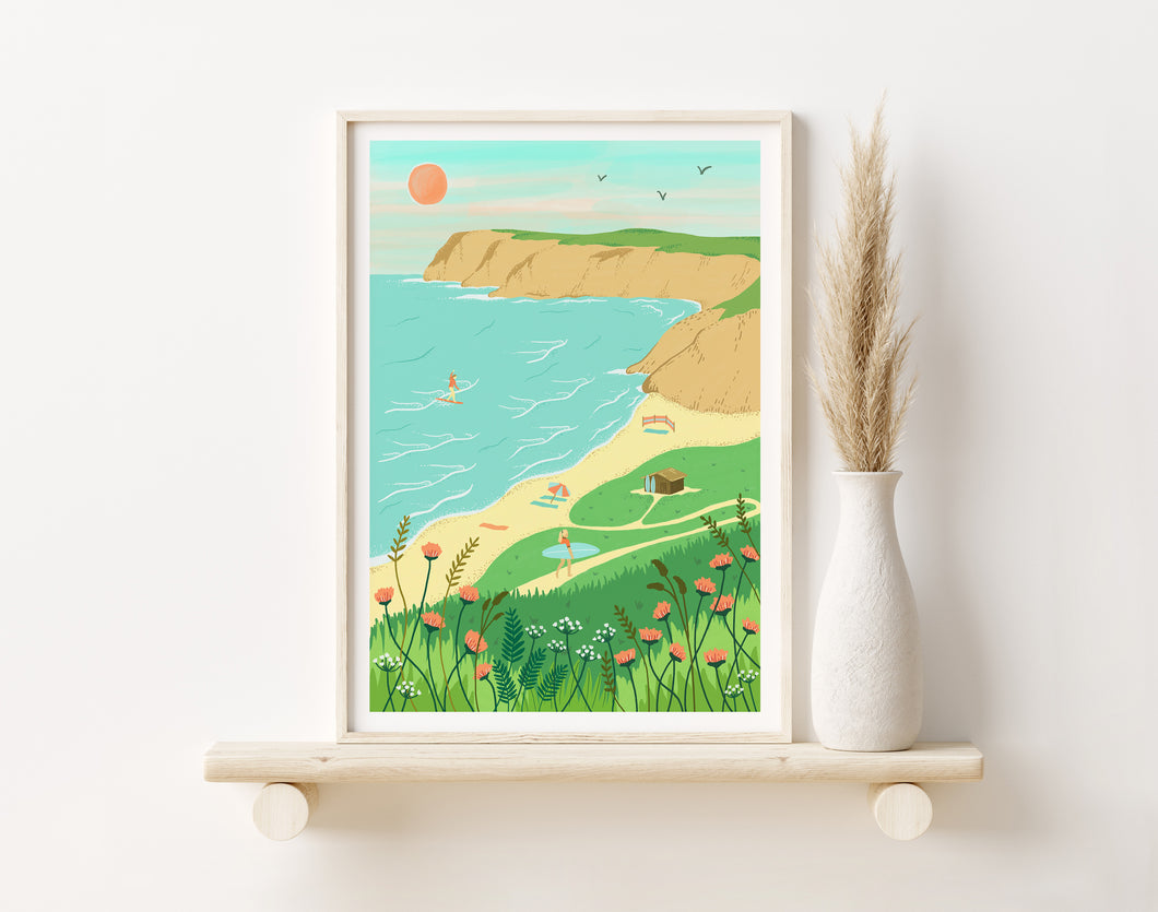 Surf's Up at the Beach - Cornwall Poster