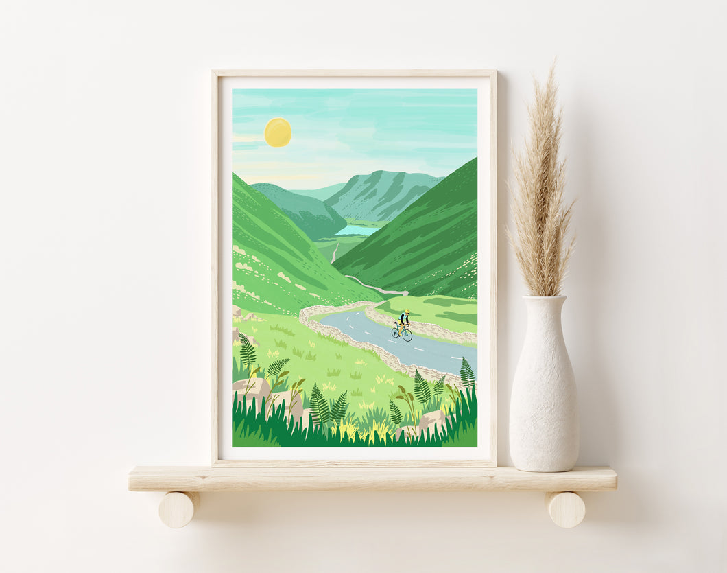 Cycling in the Mountains - Lake District Poster, Kirkstone Pass