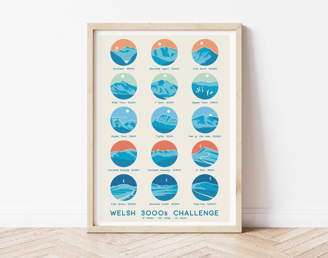 Welsh 3000s Challenge poster, 15 peaks Challenge