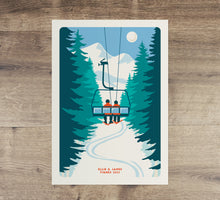 Load image into Gallery viewer, Custom Family ski print, Custom Couple Ski poster, Personalised Family Ski poster, Ski print, Engagement Gift, Ski Gift

